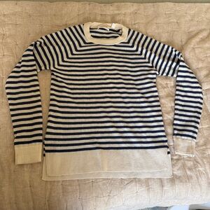 Trenery Navy and Cream Striped Sweater